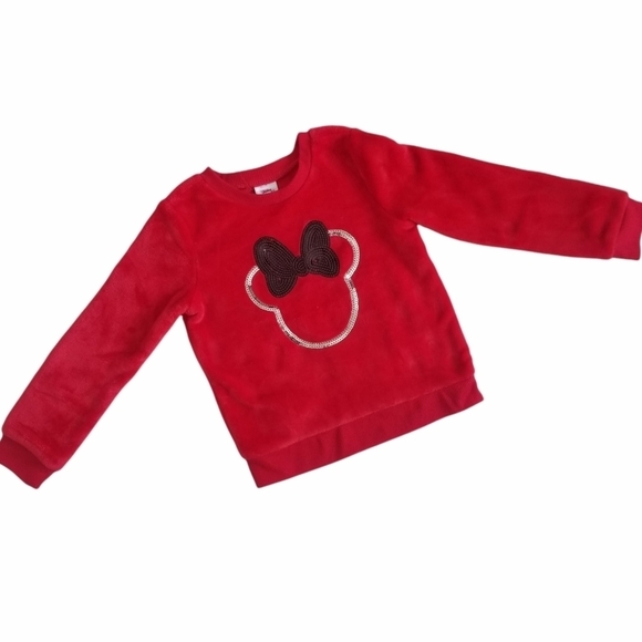 Disney Girls Cozy & Dolled Up Sequined Minnie Mouse Silhouette Fleece Pullover S - Picture 2 of 5